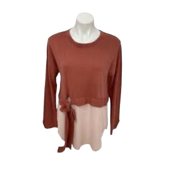 Charlie Paige Tops - Charlie Paige Layered Poplin Blouse Top With Waist Tie Size Small